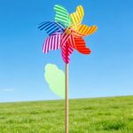 7-Point Dotted & Striped Wooden Stick Pinwheel