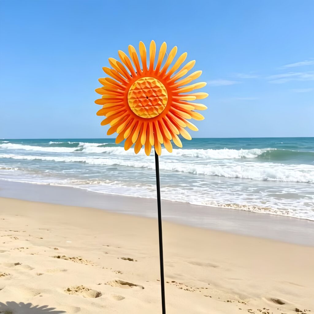 Iron Sunflower Shaped Pinwheel Wind Spinner