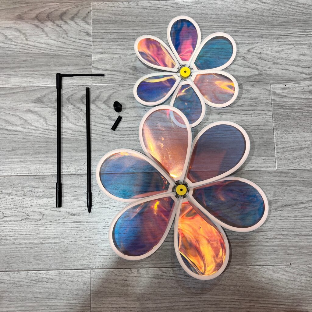 Pinwheel with double-layer structure and six colorful film blades