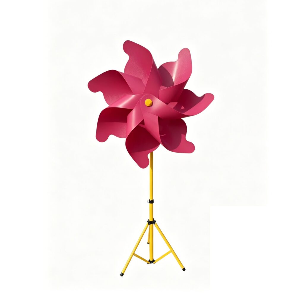 Rainbow Solid Color Pinwheel with Large Metal Stand