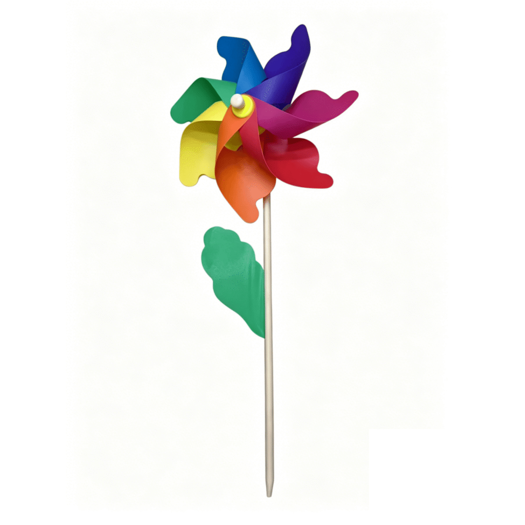 7-Point Rainbow Pinwheel with Wooden Stick