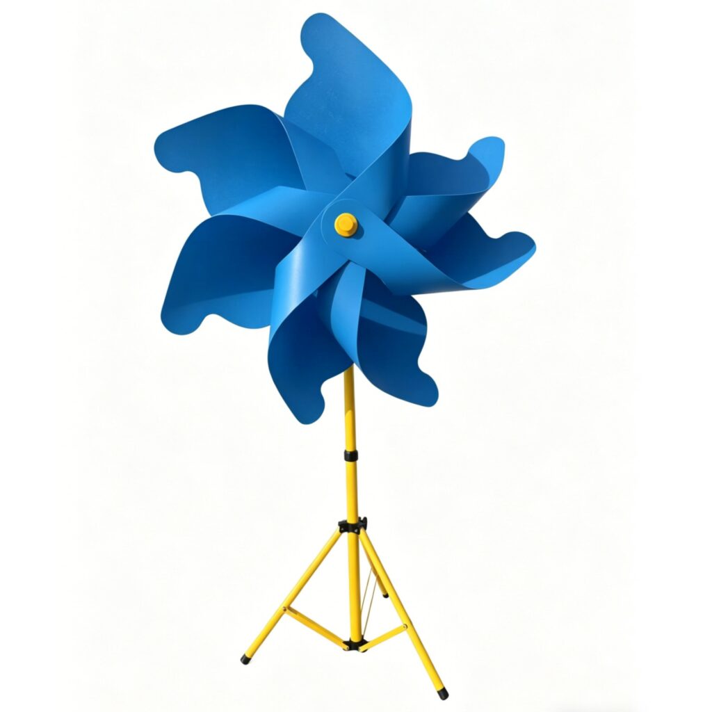 Rainbow Solid Color Pinwheel with Large Metal Stand