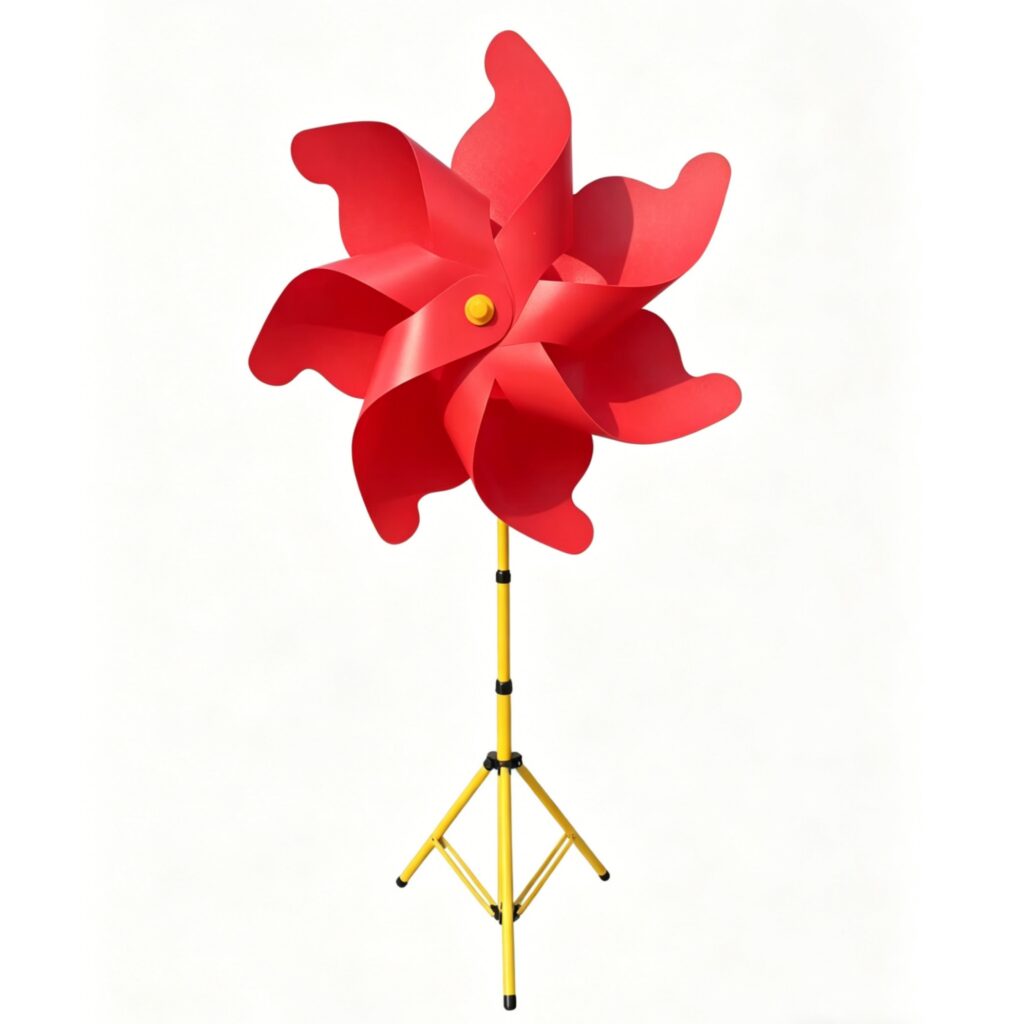 Rainbow Solid Color Pinwheel with Large Metal Stand