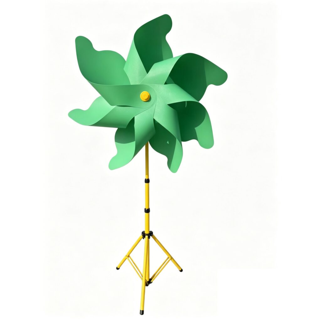 Rainbow Solid Color Pinwheel with Large Metal Stand