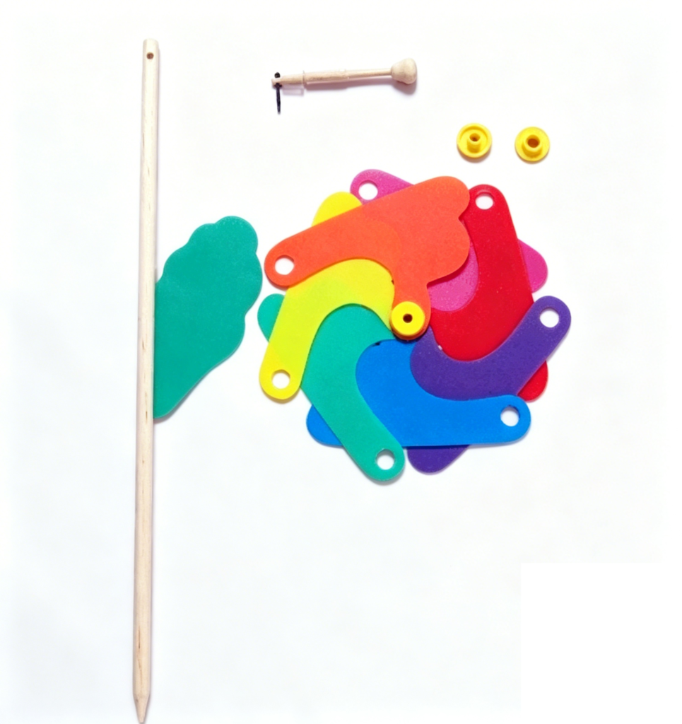 7-Point Rainbow Pinwheel with Wooden Stick