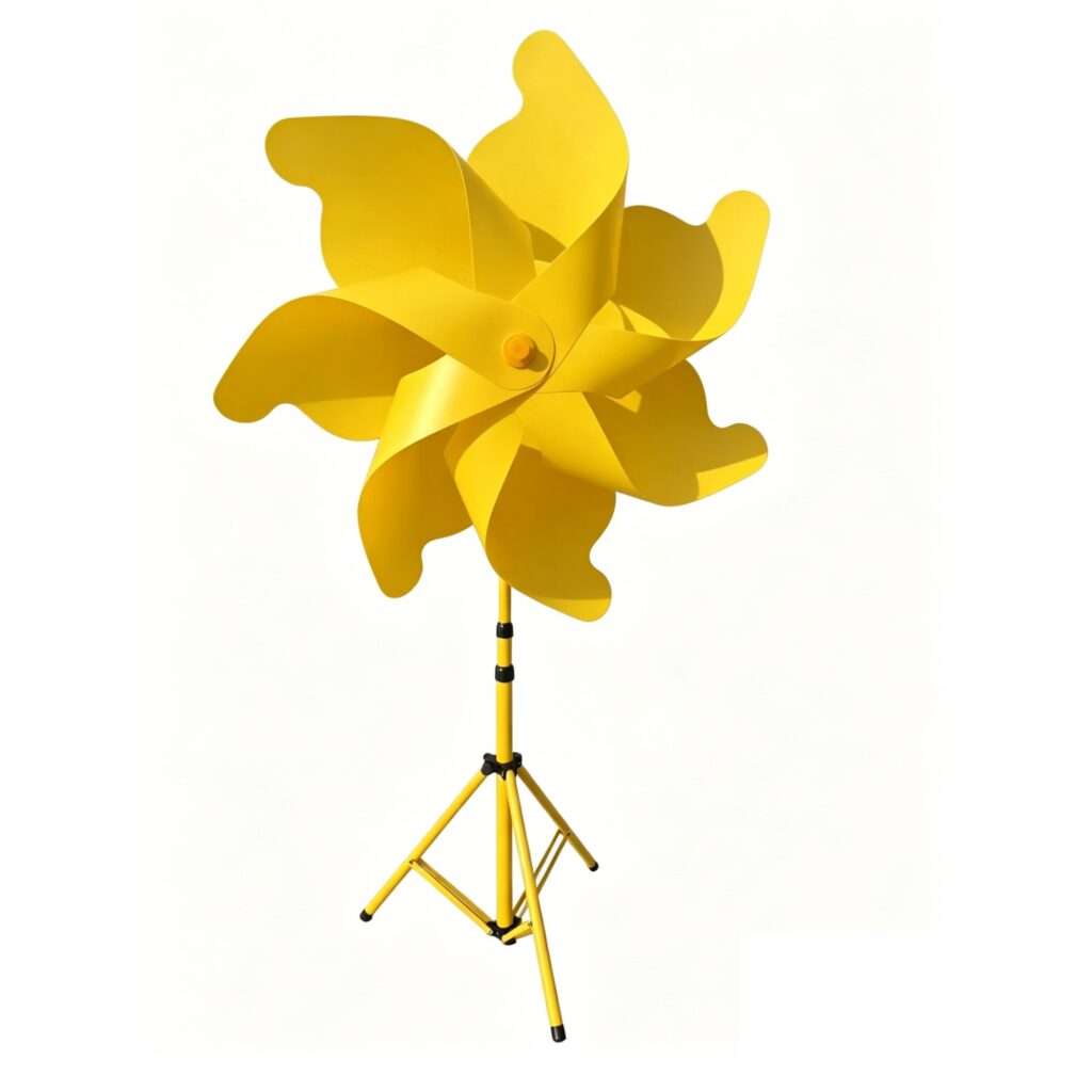 Rainbow Solid Color Pinwheel with Large Metal Stand