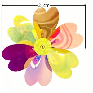 21cm six-color Single Layer Yellow Buckle Double-sided Film Heart Wind Garland (10 Pinwheels / 10 Meters)