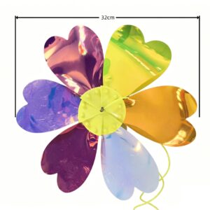 32cm six-color Single Layer Yellow Buckle Double-sided Film Heart Wind Garland (10 Pinwheels / 10 Meters)