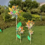 Octagonal Premium Transparent Film Pinwheel with Wooden Stick