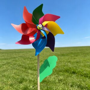 24CM Standard 8‑Point Multi‑Color Sharp‑Tip Pinwheel with Wooden Stick