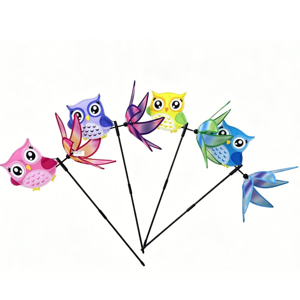 Owl‑Tail Spinning Pinwheel with Fiberglass Stick