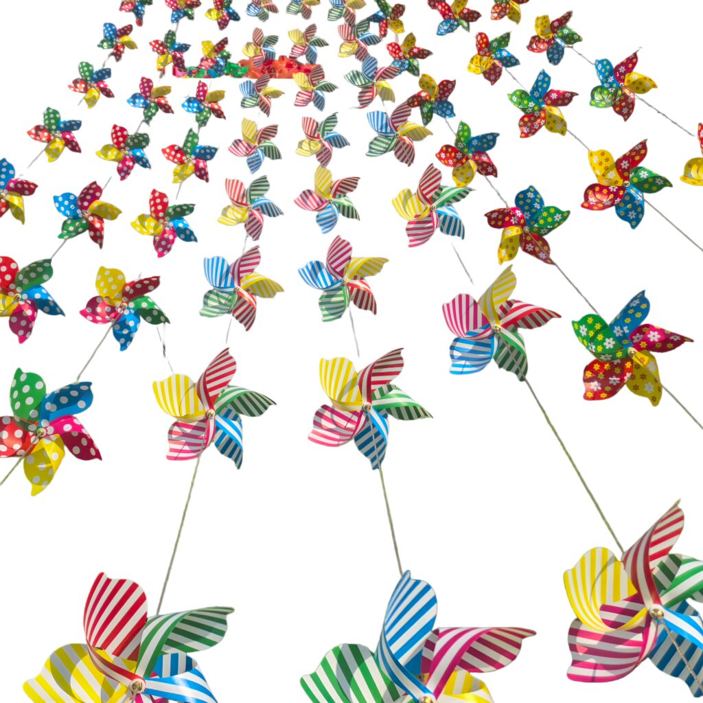 5‑Point Dot‑Stripe Printed Pinwheel String