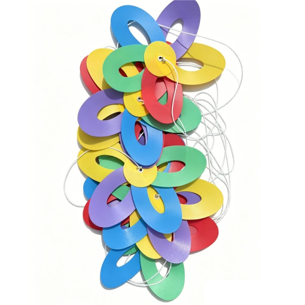 Single-Layer Five-Color Curved Moon Pinwheel Garland