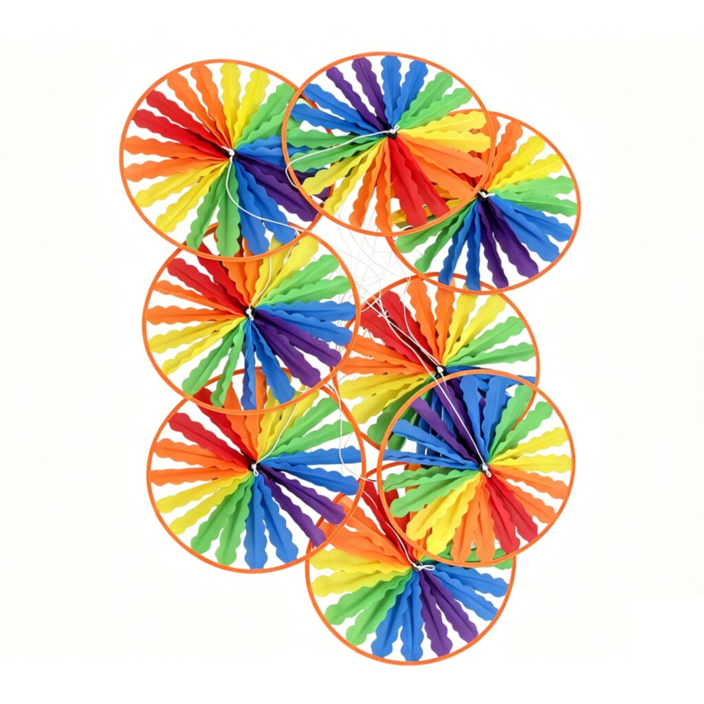 Single-layer Round Disc Orange Trim Candied-Haw Style Pull String Pinwheel Garland