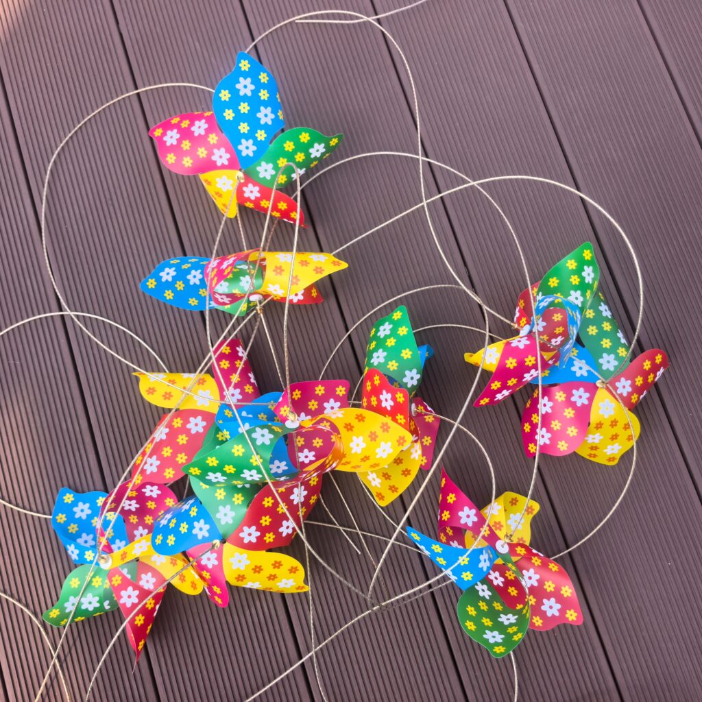 5‑Point Dot‑Stripe Printed Pinwheel String