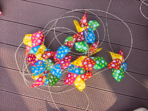 27CM 5‑Point Dot‑Stripe Printed Pinwheel String