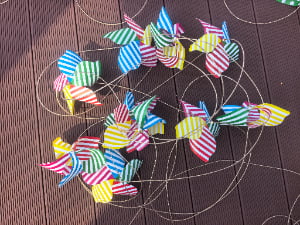 36CM 5‑Point Dot‑Stripe Printed Pinwheel String