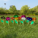 Octagonal Holographic Glitter Sequin Pinwheel with Wooden Stick