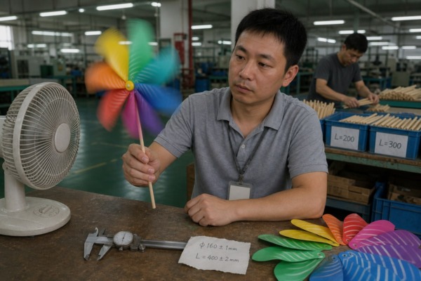 Pinwheel Size Specifications Measuring rotor diameter and stick length to determine pinwheel size and blade material (ID#2)