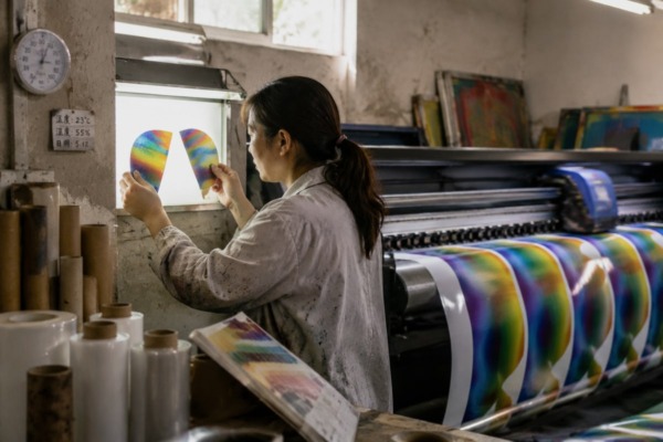 Printing method chart showing Pantone color codes, CMYK profiles, and substrate tolerance settings (ID#3)