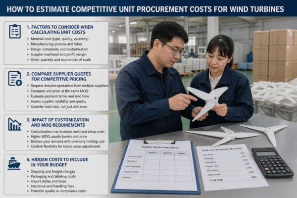 Pinwheel Unit Cost Factors Key cost factors for calculating wind turbine pinwheel unit pricing (ID#2)