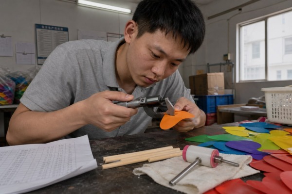 Material Thickness Testing Micrometer gauge measuring PET mylar blade film thickness within tolerance range (ID#2)