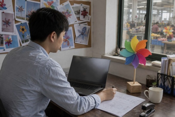 Checking trademark and patent databases to verify pinwheel design originality (ID#2)