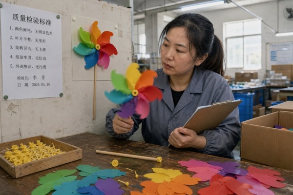 Quality Control Checklist Windmill inspection checklist covering petals dowels assembly dimensions packaging and labels (ID#3)