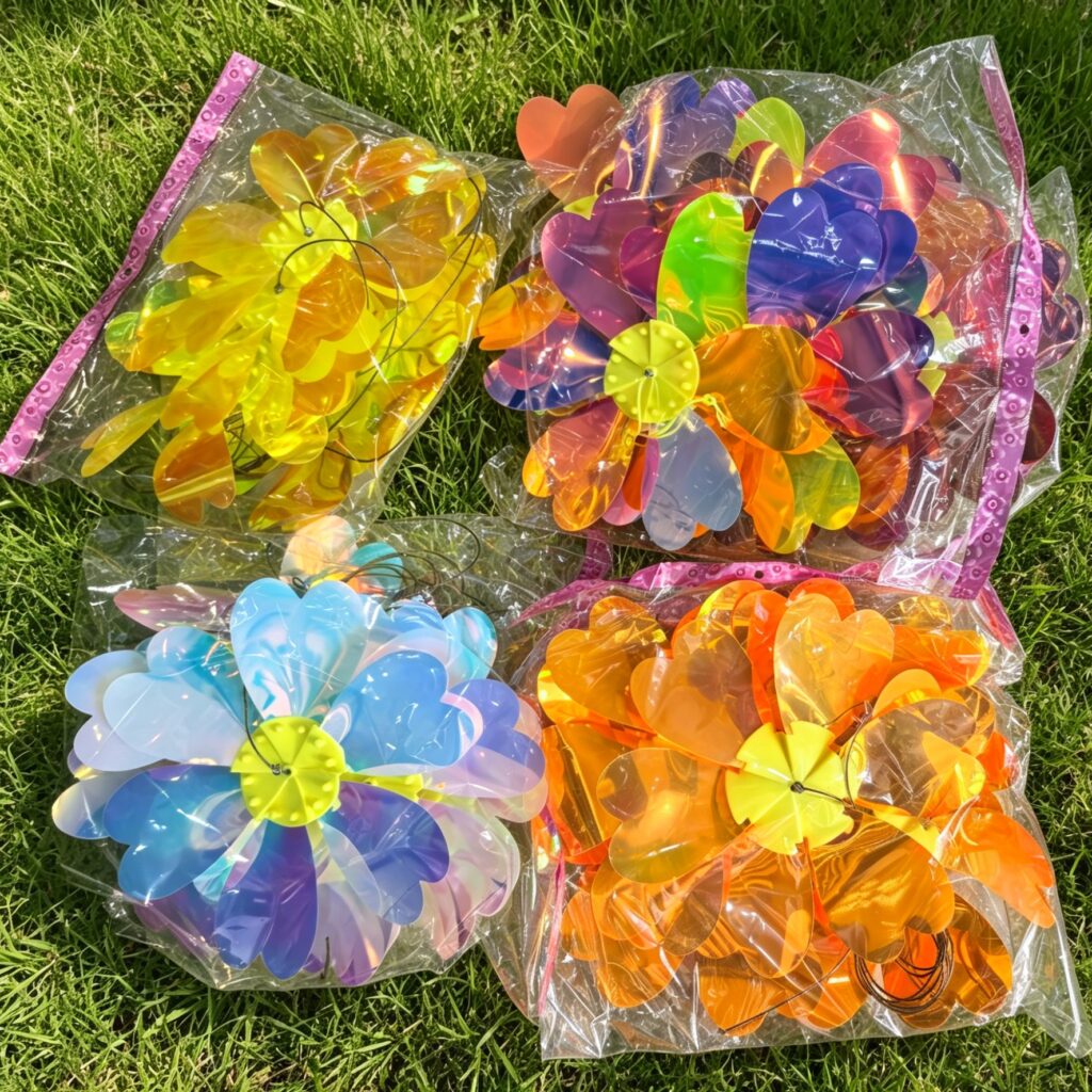 Single Layer Yellow Buckle Double-sided Film Heart Wind Garland