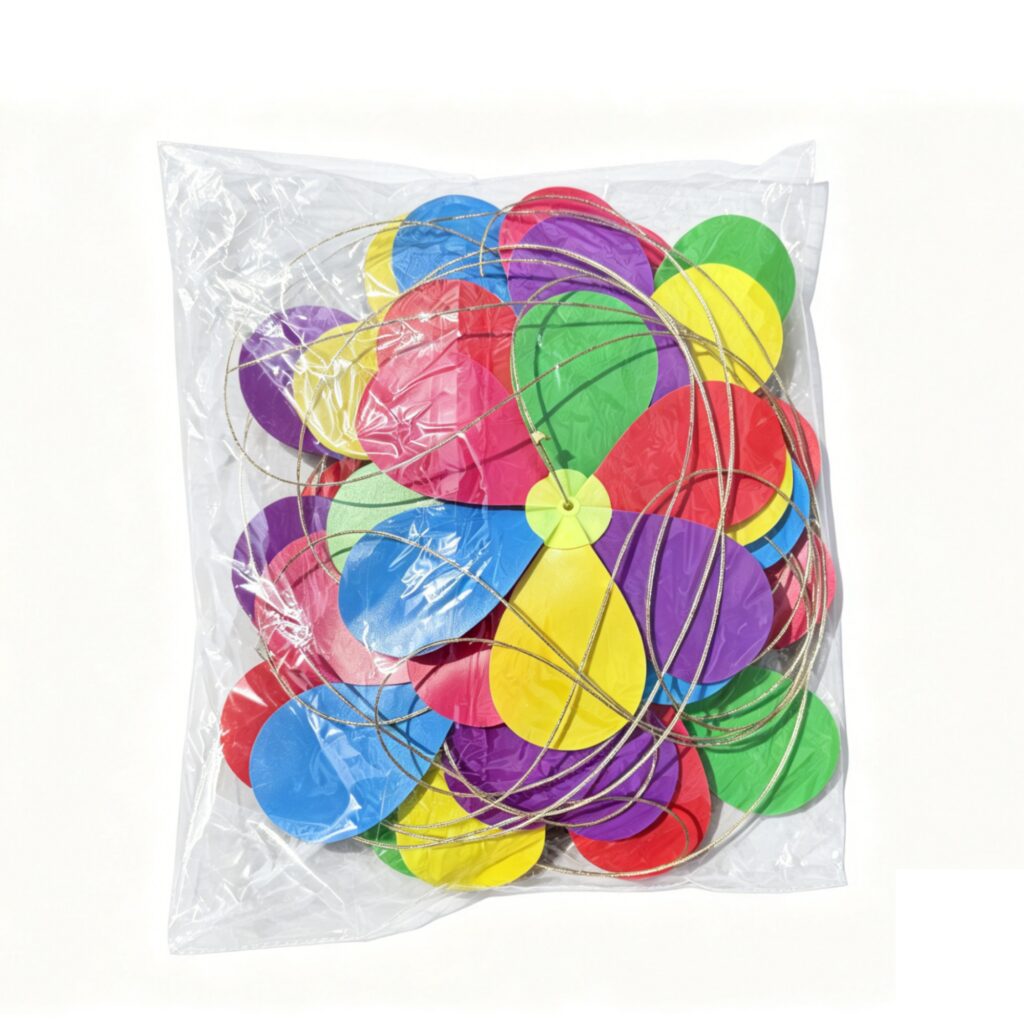 Single-Layer Yellow Buckle Six-Color PP Pinwheel Garland