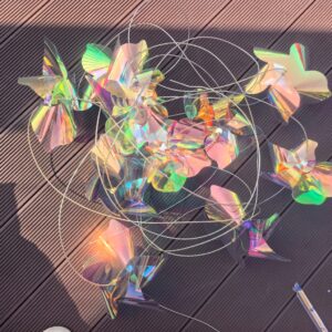23CM 5‑Point Transparent Color Film Pinwheel String (10 Pinwheels / 10 Meters)