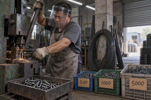Price break tiers at 500, 1,000, and 5,000 units for wrought iron parts (ID#3)